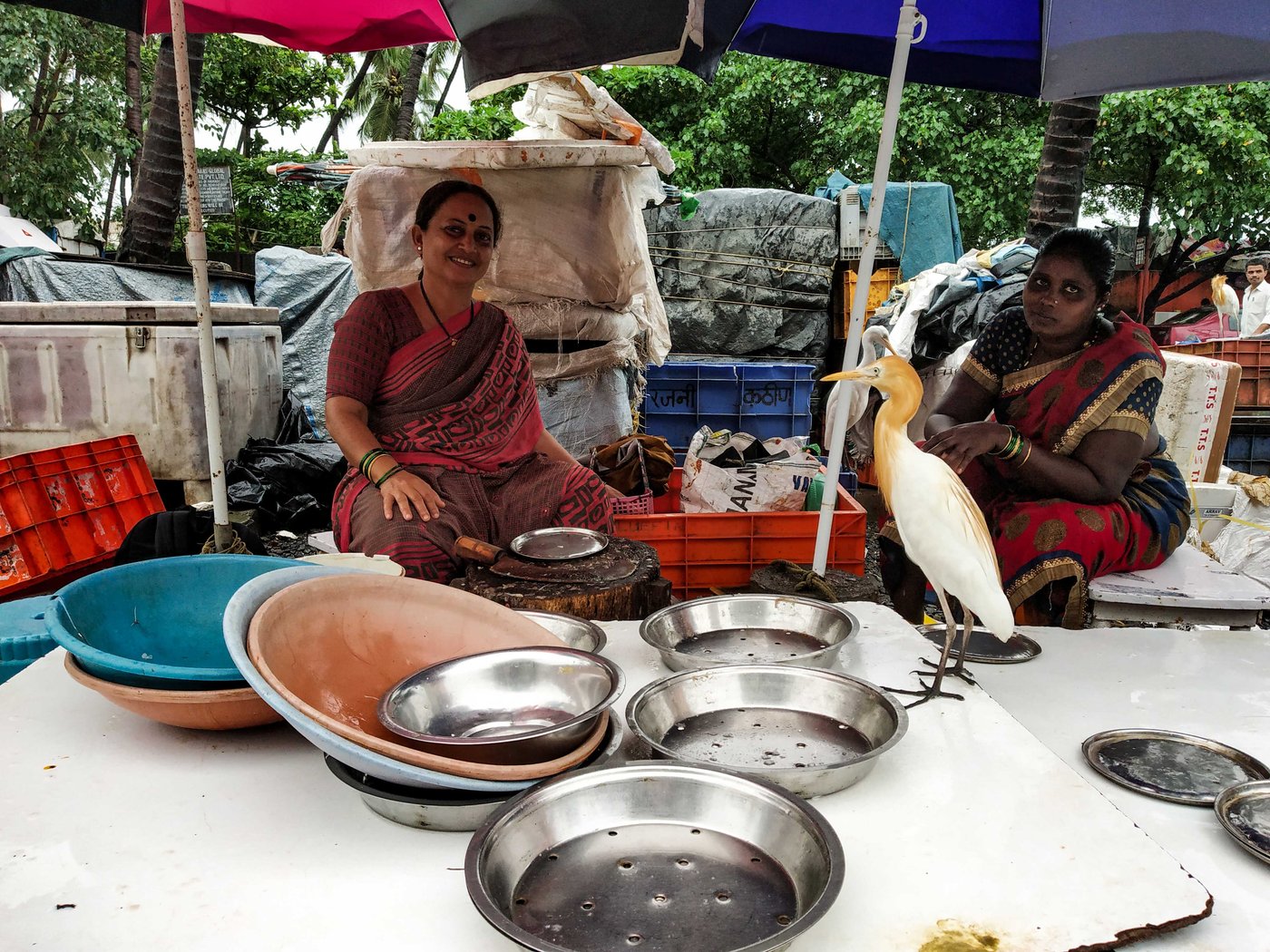 Harsha Tapke (left), who has been selling fish for 30 years, speaks of the changes she has seen. With her is helper Yashoda Dhangar, from Kurnool district of Andhra Pradesh