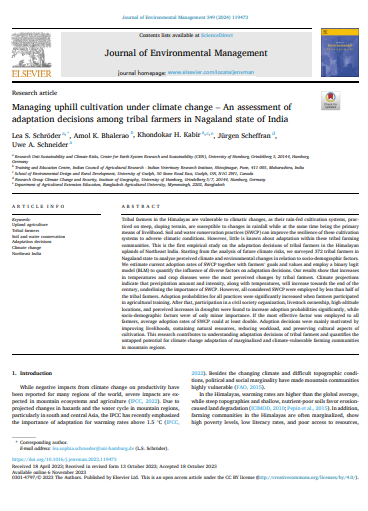 Managing uphill cultivation under climate change – An assessment of adaptation decisions among tribal farmers in Nagaland