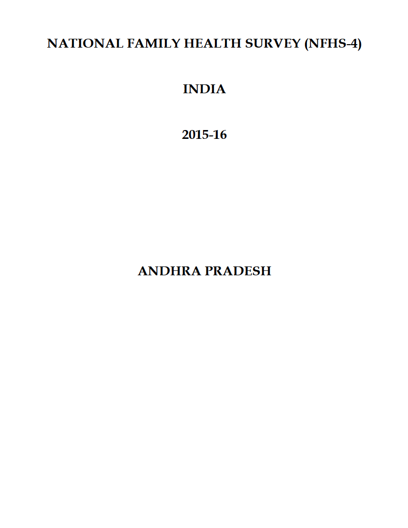 National Family Health Survey (NFHS-4) 2015-16: Andhra Pradesh