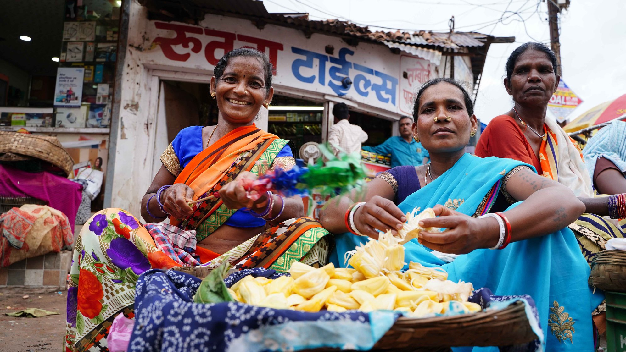 Women selling panas kua (ripe jackfruit) at the Goncha festival. It’s a popular offering to Lord Jagannath