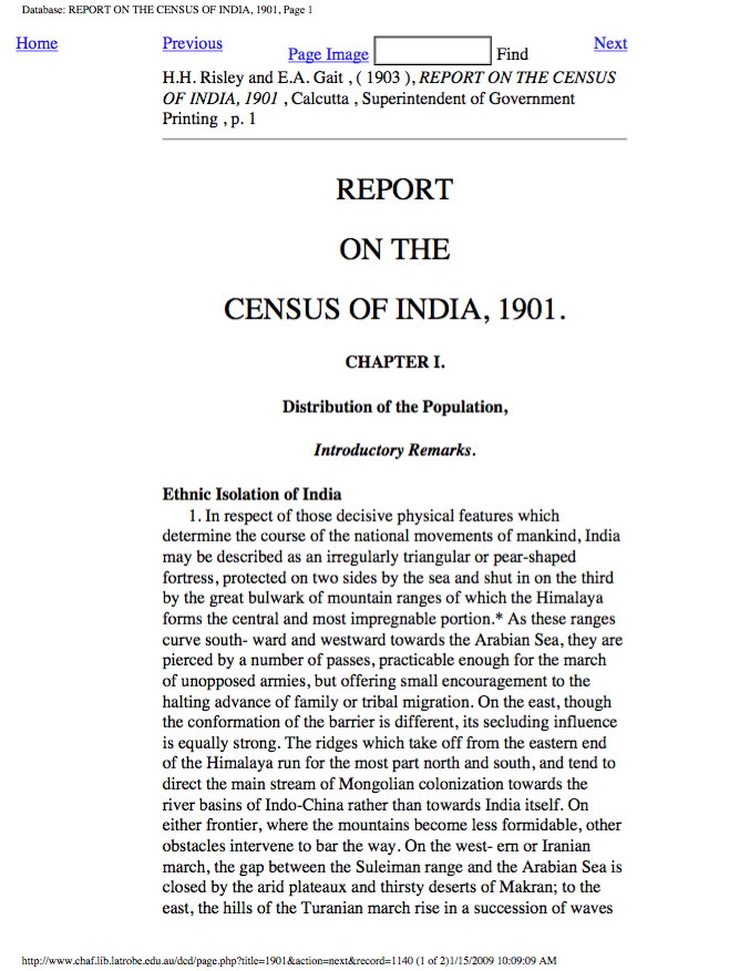 Report on the Census Of India, 1901 