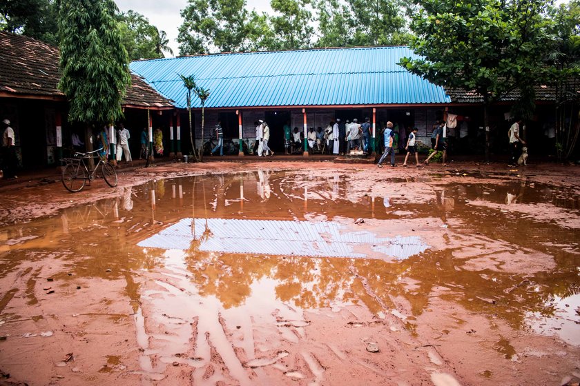 A school turned transit camp for floods