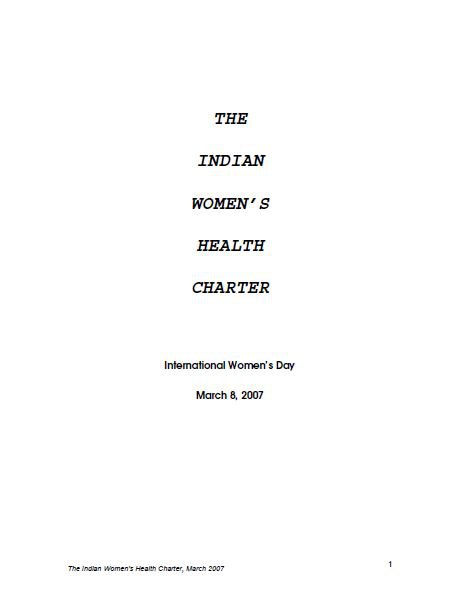 The Indian Women’s Health Charter