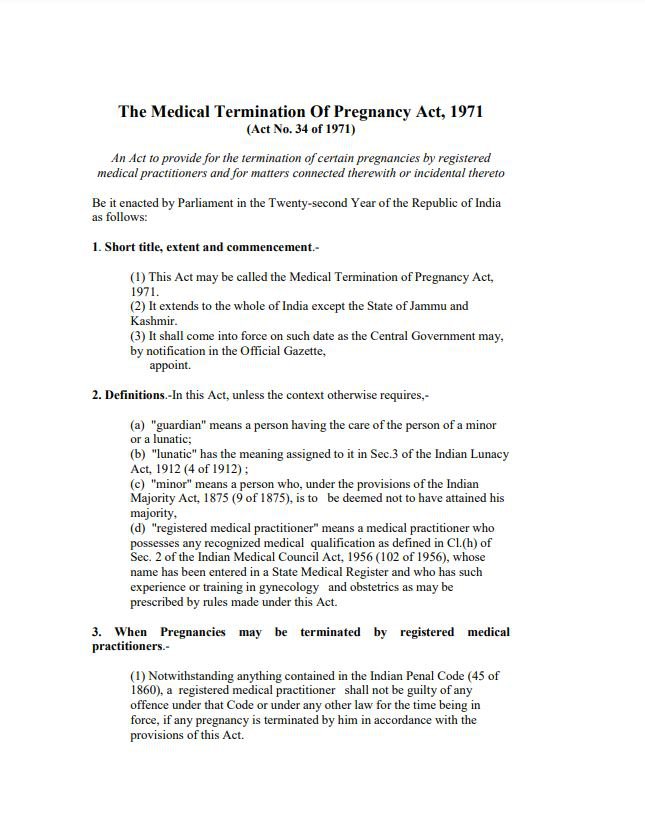 The Medical Termination of Pregnancy Act, 1971