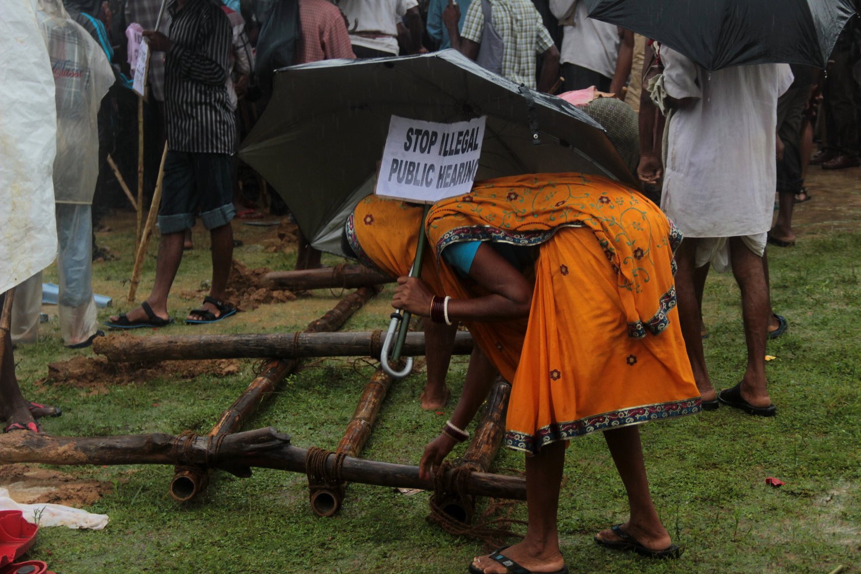 a woman protesting