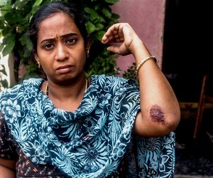 B. Shobha, a homemaker, was pregnant when she was allegedly pushed into the water pit in front of her house by members of the demolition crew