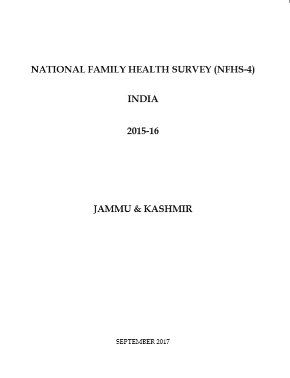 National Family Health Survey (NFHS-4) 2015-16: Jammu And Kashmir