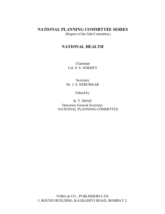 National Planning Committee Series (Report of the National Health