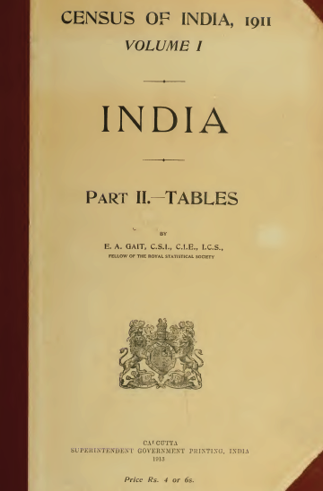 Census Of India 1911 Volume I Part Ii Tables